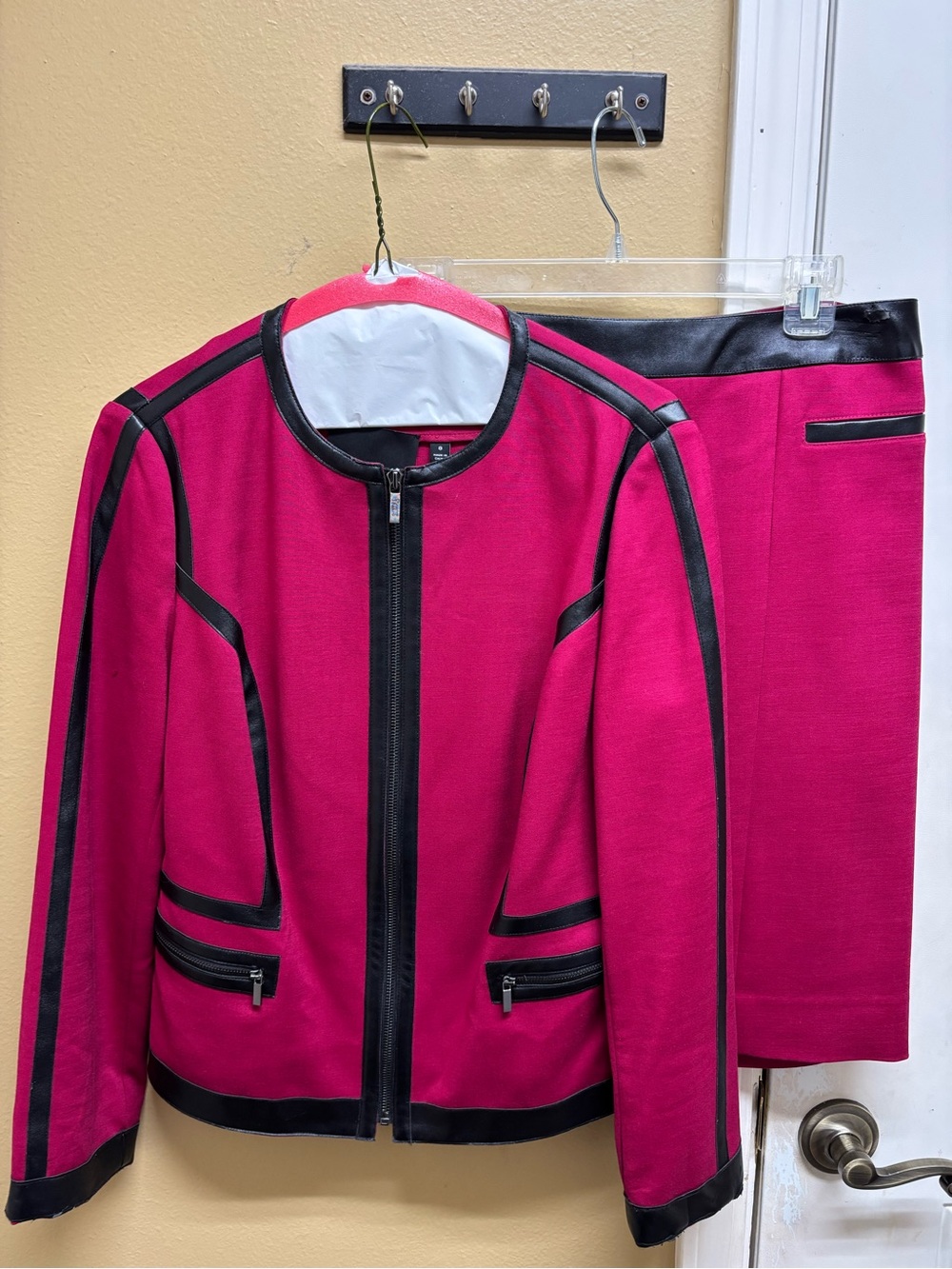 Carlisle Magenta Jacket and Skirt with Black Trim